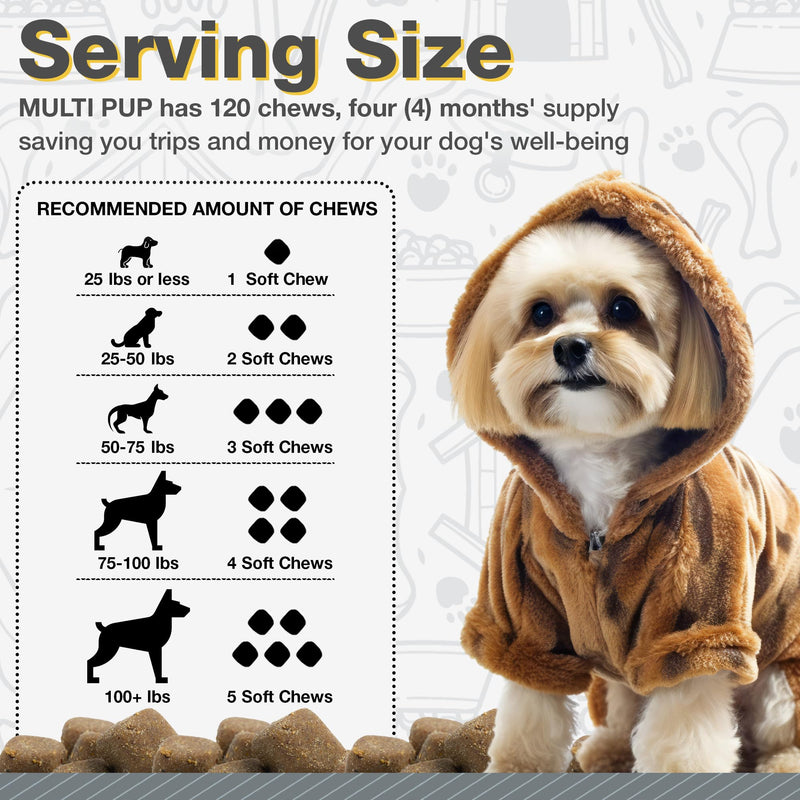 All Natural Multivitamin Soft Chews for Dogs| Glucosamine Chondroitin for Joint Support with Probiotics for Gut & Immune Health| Mobility and Advanced Wellness Support|4-Month Supply - PawsPlanet Australia