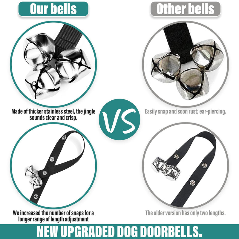 Dog Doorbells Premium Quality Training Potty Dog Bells, Adjustable Door Bell Length for Small, Medium and Large Dogs, A Convenient Way to Train Your Puppy - 7 Large Loud & Crisp DoorBells 04 Black/Pink - BeesActive Australia