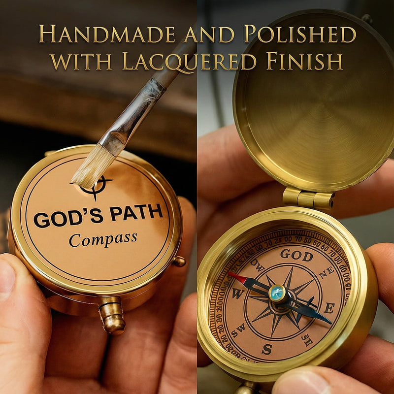 God's Path Compass – Communion & Confirmation Gift for Teenage Boys | Baptism Religious Gifts for Men, Christian, Catholic, Graduation | Sentimental & Inspirational Present – Greeting Card Included God's Path - Leather Case