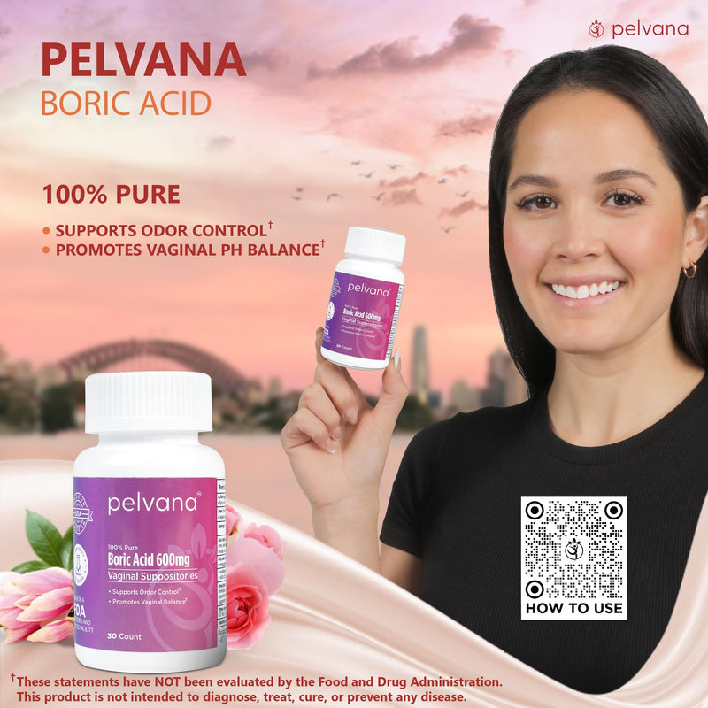 Pelvana Boric Acid Suppositories for Women 30 Count - for Vaginal Odor Use | Third-Party Tested & Made in The USA 30 Count (Pack of 1) - BeesActive Australia