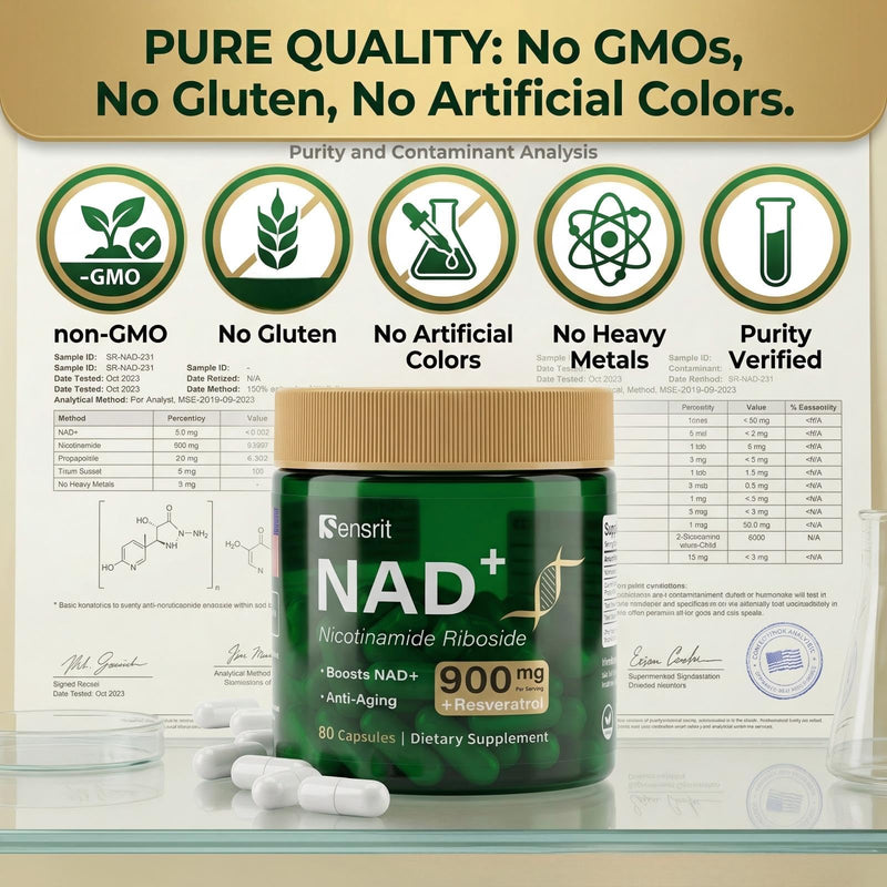 NAD+ Supplement 1800mg with Trans-Resveratrol 400mg - High Potency Nicotinamide & Vitamin B3-120 Capsules for Anti-Aging, Cellular Energy & Heart Health - Non-GMO & Gluten-Free
