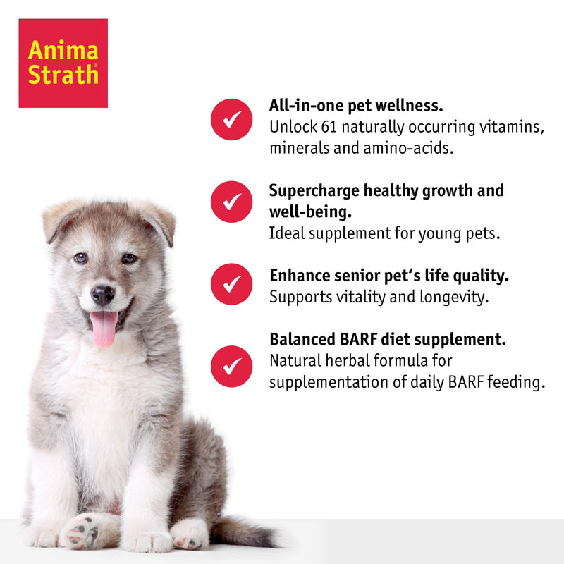 Anima Strath Nutritional Tablet Supplement for Pet Dogs - 61 Nutrients, Vitamins, Minerals, Amino Acids, Natural Immune System Canine Supplement for Digestion, Fur Coat & Skin (200 tablets) 200 tablets