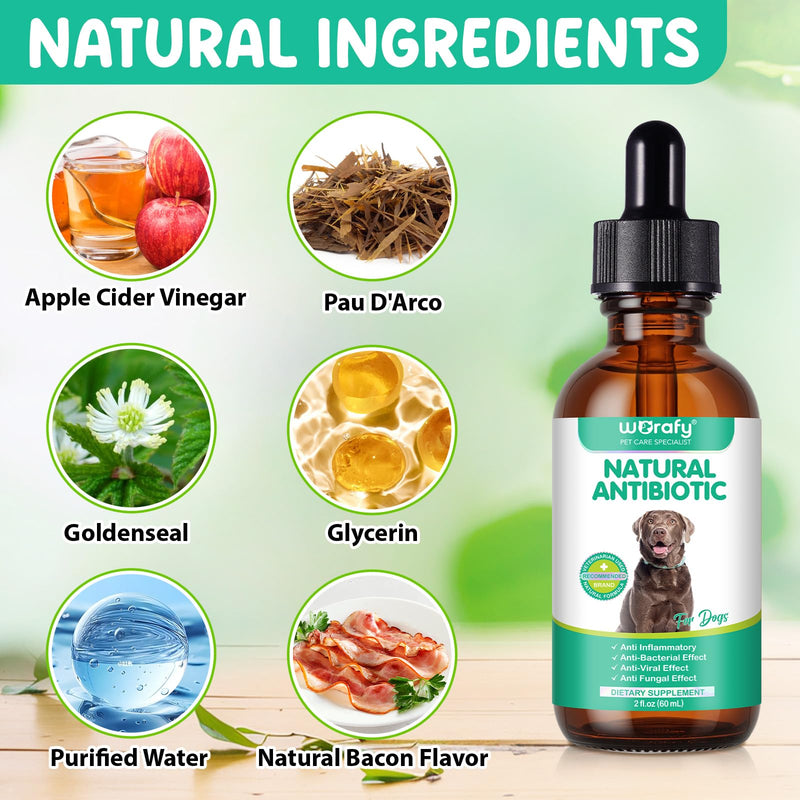 Natural Antibiotics for Dogs,60ML Dog Antibiotics Drops,Supports Dog Allergy Relief,Anti-Bacterial Effect-Dog Itch Relief Pet Antibiotics