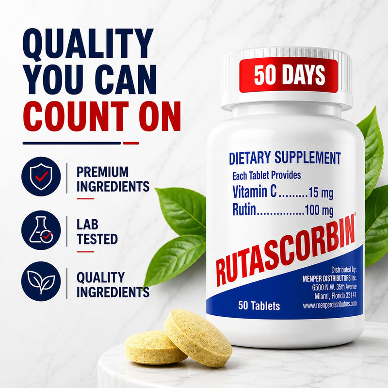 Rutin & Vitamin C | Vein, Circulation & Immune | 1-Pack | Rutin + Vitamin C, antioxidant and collagen support, clean formula, 50 tablets each 50 Count (Pack of 1)