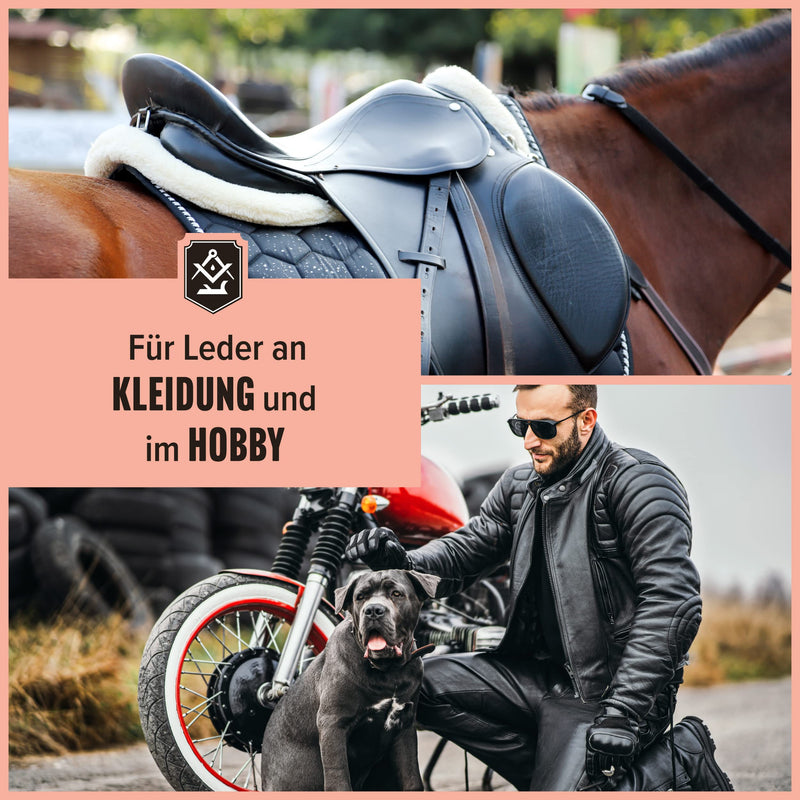 Schrader leather grease colorless - leather care for smooth leather, shoes, motorcycle clothing - impregnation agent with crucible brush - 2 parts - Made in Germany 1 + crucible brush - BeesActive Australia