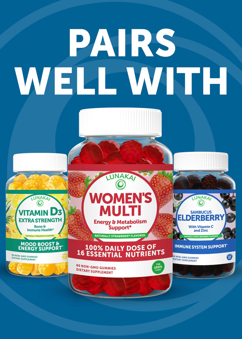 Lunakai USA Made Probiotic Gummies for Gut Health Support, 60ct | 5 Billion CFUs, Non-GMO, Vegan - Daily Digestive & Immune Care for Women & Men - Tasty & Non-Sticky Chewable Gummies 60 Count (Pack of 1)