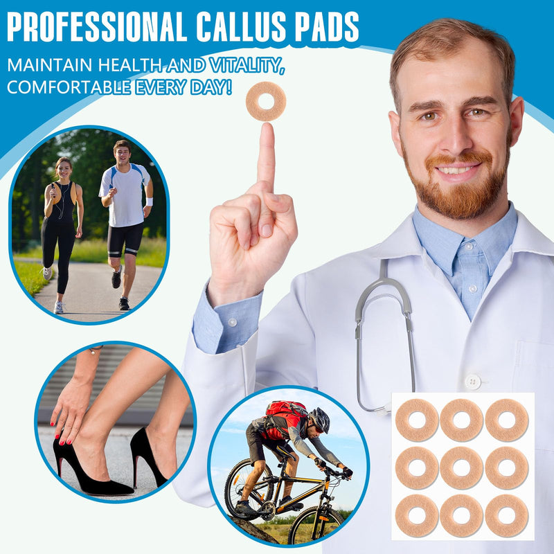 Nuanchu 90 Pcs Callus Pads for Bottom of Foot Soft Felt Callus Cushions Round Shape Corn Pads Self Adhesive Feet Corn Cushion for Men and Women Feet Toes Heel Pain Relief(Regular for Foot) Regular for Foot - BeesActive Australia