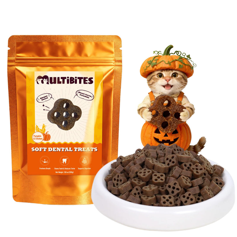 7.05 oz Soft Cat Dental Treats Cat Treats for Indoor Cats Chicken Flavor Pumpkin Added Cat Training Treats 7.05 Ounce (Pack of 1)