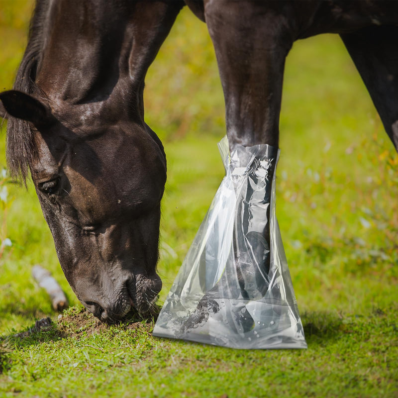 20 Pcs Disposable Soak Boot Hoof with 1 Roll of Adhesive Tape Horses Soaking Boot Bag Equine Soaker Sack for Thrush Bacterial Infection Treating Hooves Care Liquid Treatment Equine Donkey Draft - BeesActive Australia