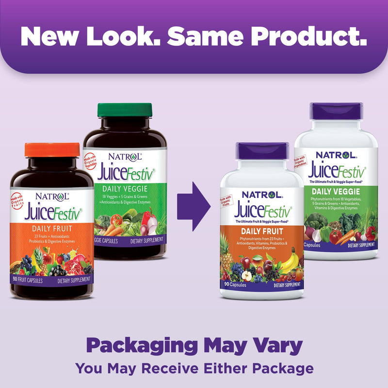Natrol JuiceFestiv, Vitamins and Supplements for Nutrition & Well-Being, Antioxidants for Cellular Health, 90 Capsules (2-Count), Up to a 45 Day Supply Unflavored 90 Count (Pack of 2)