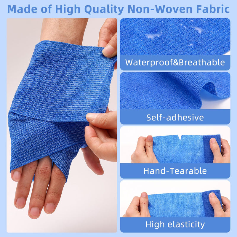 Zhufas 12 Rolls Self-Adhesive Bandage 10cm x 4.5m Adhesive Bandage Self-Adhesive Elastic Bandage for Stretch Athletes, Wrist, Ankle, Pet - BeesActive Australia