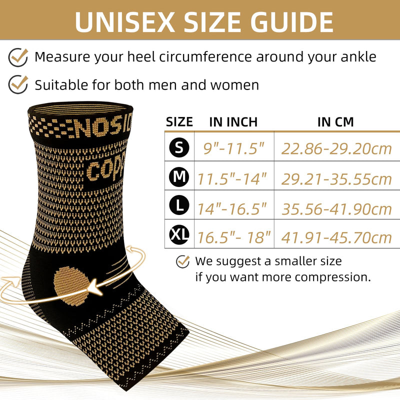 Copper Ankle Brace for Men & Women 20-30mmHg Ankle Support Compression Sleeve with Arch Support for Plantar Fasciitis Relief, Achilles Tendonitis, Heel Spur, Joint Pain, Swelling, and Sprain Copper-Tan Large - BeesActive Australia