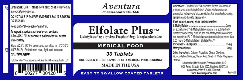 Plus® 3mg L-Methylfolate Methyl Folate Methylfolate Medical Food Supplement Professional Strength Active Pure Potent 30 Tablets