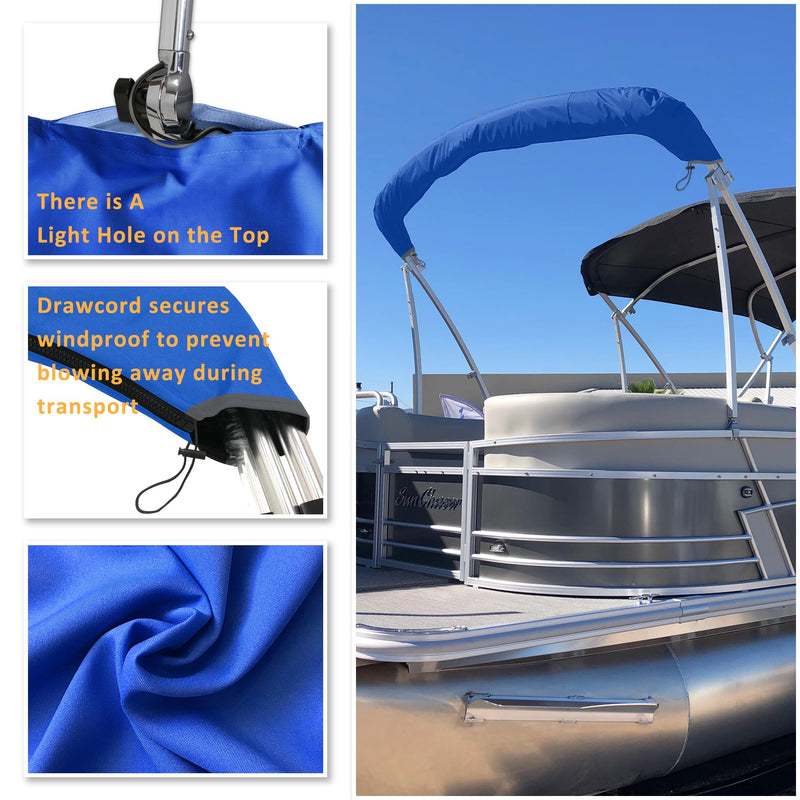 Kintaki Bimini top Boot Cover, Suitable for 3-4 Bows Bimini Tops, Design with Light Hole Bimini Top Cover, 600D Waterproof Bimini Storage Boot blue L 68-88IN