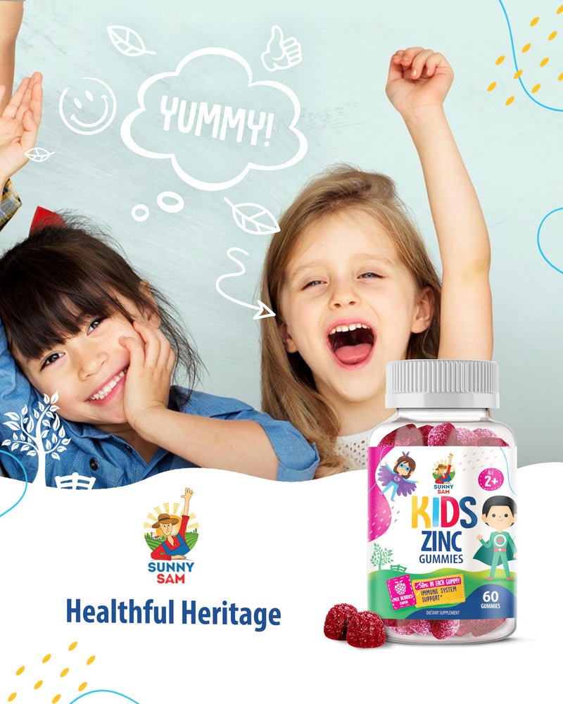 Zinc Gummies for Kids - Chewable Zinc Gummy Supplement for Children Immune Support - Low Sugar Natural Antioxidant Non-GMO Vitamin Chewables for Toddlers & Teens - 2Pack 120 Count (Pack of 1)