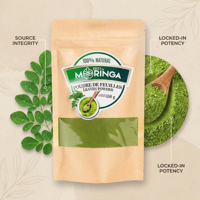Pure Moringa Oleifera Powder- Green Superfoods Supplements, Rich Vitamin, Perfect for, Drinks, Tea & Recipes 100% Pure Leaf