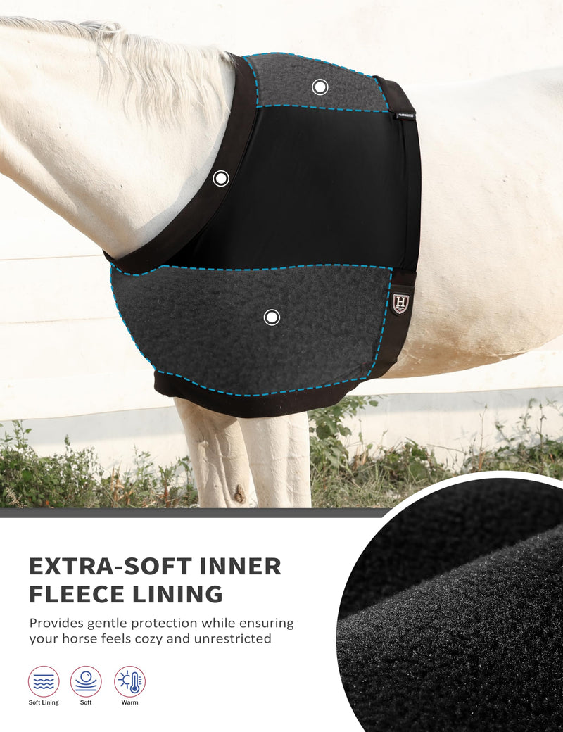 Harrison Howard Horse Shoulder Guard Thick Stretchy with Inner Soft Fleece Lining Adding Comfort Prevents Chafing Black L Large - BeesActive Australia