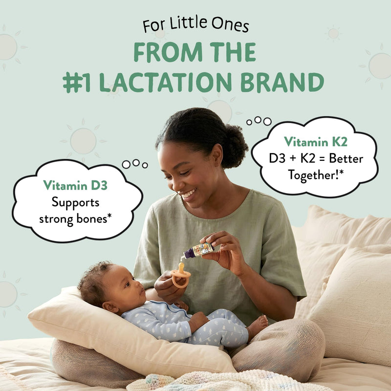 Legendairy Milk Organic Baby Vitamin D3 K2 Liquid Drops 400 IU 90 Servings | Plant based D3 plus K2 MK-7 for babies and toddlers in one daily drop; USDA Organic, vegan, sugar free and made lanolin-free.