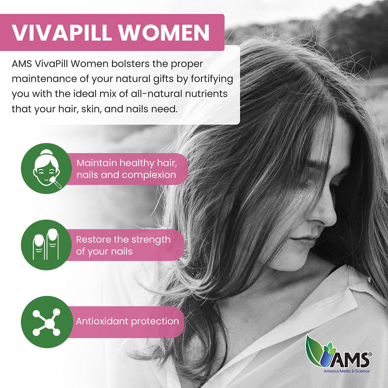 America Medic & Science VivaPill for Women (120 Capsules) Vitamins for Hair, Skin and Nails | Revitalizing Formula Pills with Biotin, Dietary Supplement for Hair Growth with Collagen and Keratin 1 Count (Pack of 120)