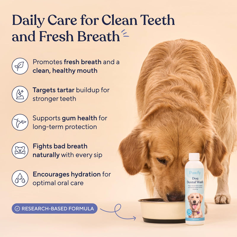 Pawfy Dog Breath Freshener with Specialized Dental Care Formula | Dog Teeth Cleaning & Mouthwash | Helps Freshen Dogs Breath with Easy Water Additive | Supports Plaque and Tartar Control - BeesActive Australia