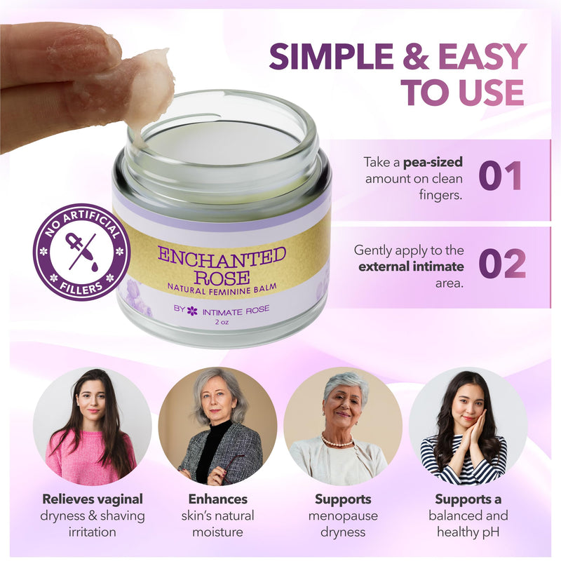 Vulva Balm & Organic Vaginal Moisturizer for Women: Natural Vulva Moisturizer & Vulva Cream for Dryness on Intimate Skin - NON Estrogen Cream - Perfect for Menopause & Shaving Rash Relief 2 Ounce (Pack of 1)