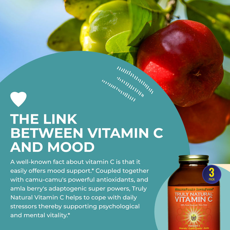 HEALTHFORCE SUPERFOODS Truly Natural Vitamin C - Immune Support Supplement with Camu Camu Berry - Vitamin C Supplement for Immune Health - Vegan, Non-GMO - 400 Grams, 67 Servings