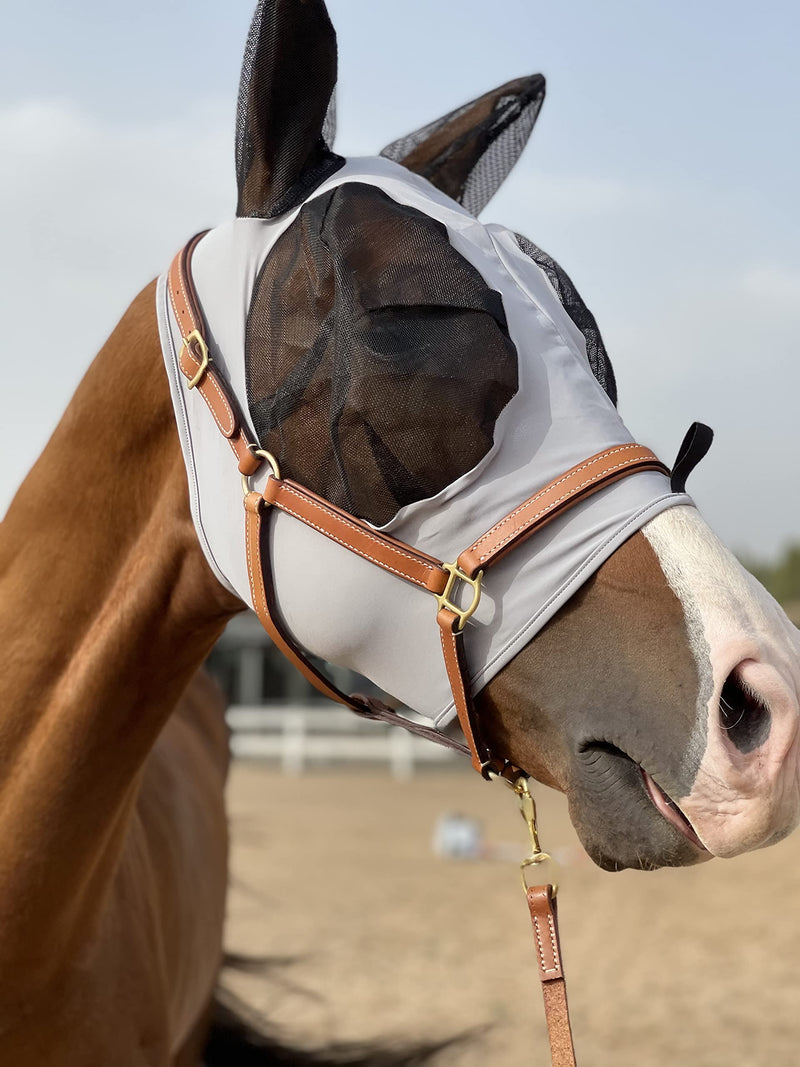 TGW RIDING Horse Fly Mask Super Comfort Horse Fly Mask Elasticity Fly Mask with Ears We Only Make Products That Horses Like (Gray, M) Gray Medium - BeesActive Australia