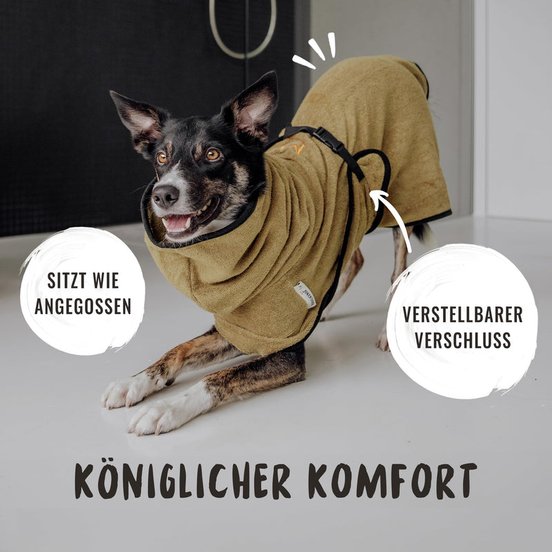 Rudelkönig dog bathrobe made of 100% cotton - absorbent dog bathrobe XL - cuddly dog bathrobe for large dogs khaki - BeesActive Australia