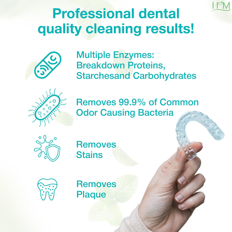 Cleaning Crystals Ultrasonic Aligners Mouthguard | Nightguard Braces Retainers Dentures | Natural Mint Flavor | Dual-action | For Odor Stains & Freshens | Daily Appliance Cleaner - 60 Cleanings - BeesActive Australia