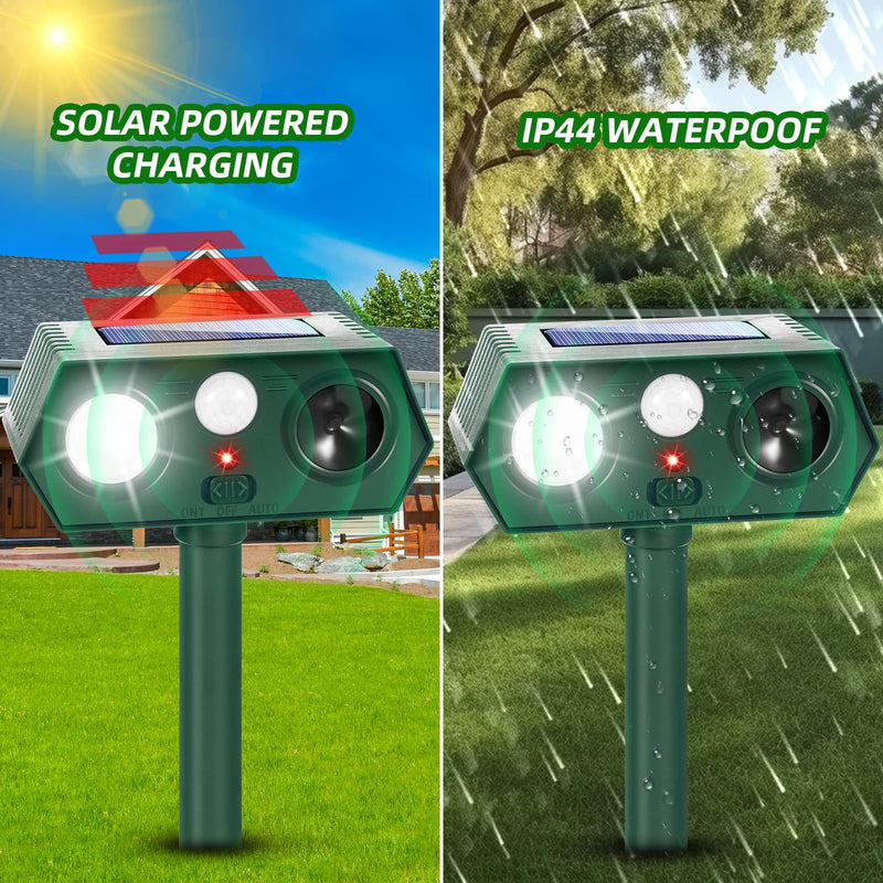 Cat Deterrent for Yard, Ultrasonic Cat Deterrent Outdoor with Motion Sensor and Flashing Lights, Solar Powered Cat Deterrent for Garden Yard Lawn, 2 Pack - BeesActive Australia