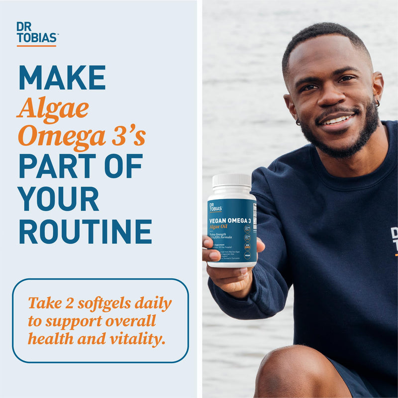Dr. Tobias Vegan Omega 3 Supplement, 1400mg Algae Oil, 420mg DHA, and 210mg EPA per Serving, Non-GMO, Gluten-Free, Carrageenan-Free, 60 Capsules, 30 Servings (Pack of 2) 60 Count (Pack of 2)