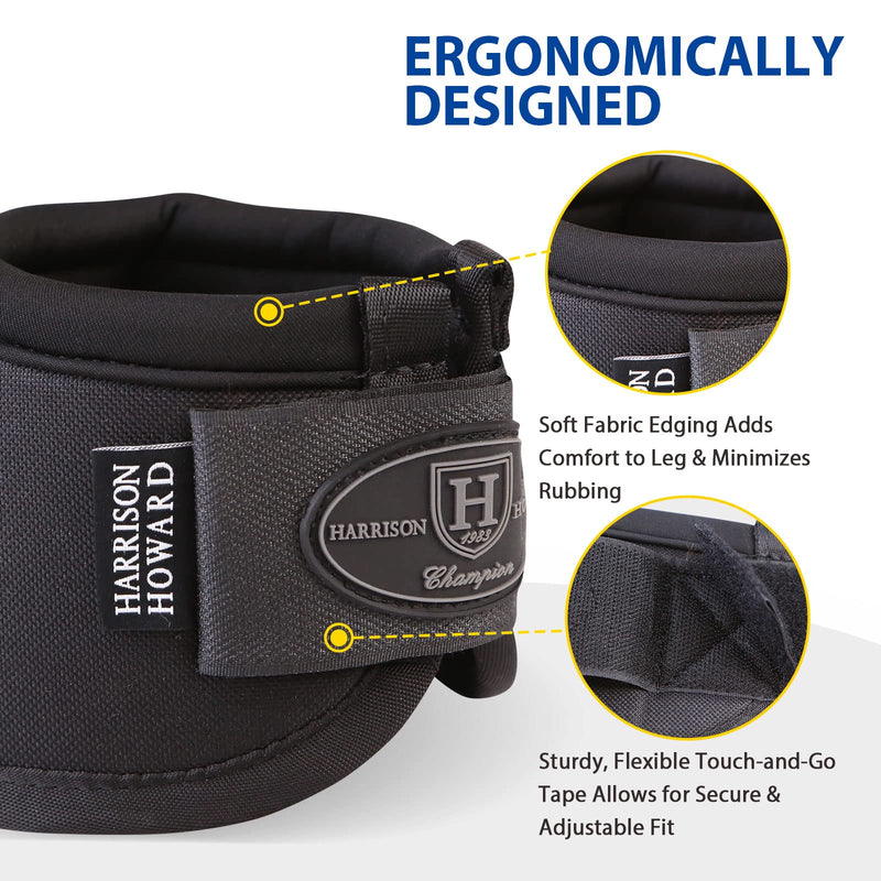Harrison Howard Horse Bell Boots Overreach Bell Boots No-Turn Bell Boots for Horse-Durable Protective Hoof Boot Full (Large) Black - BeesActive Australia