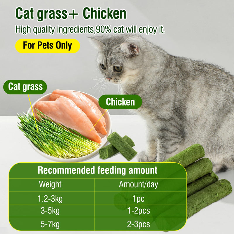 30g Cat Grass Sticks, Delicious Cat Grass Teething Stick Edible Cats Chew Toy Cat Treats Snack for Teeth Cleaning and Hairball Removal 30g