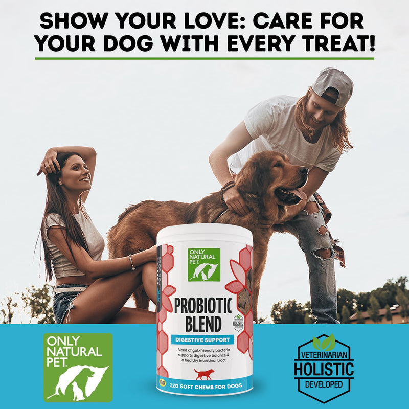 Only Natural Pet Probiotic Dog and Cat Supplement - Digestive & Gut Health Enzyme Formula, Puppy & Canine Digestive Chews, Best for Stomach Relief & Gas Aid - Soft Chews, 120 Count. - BeesActive Australia