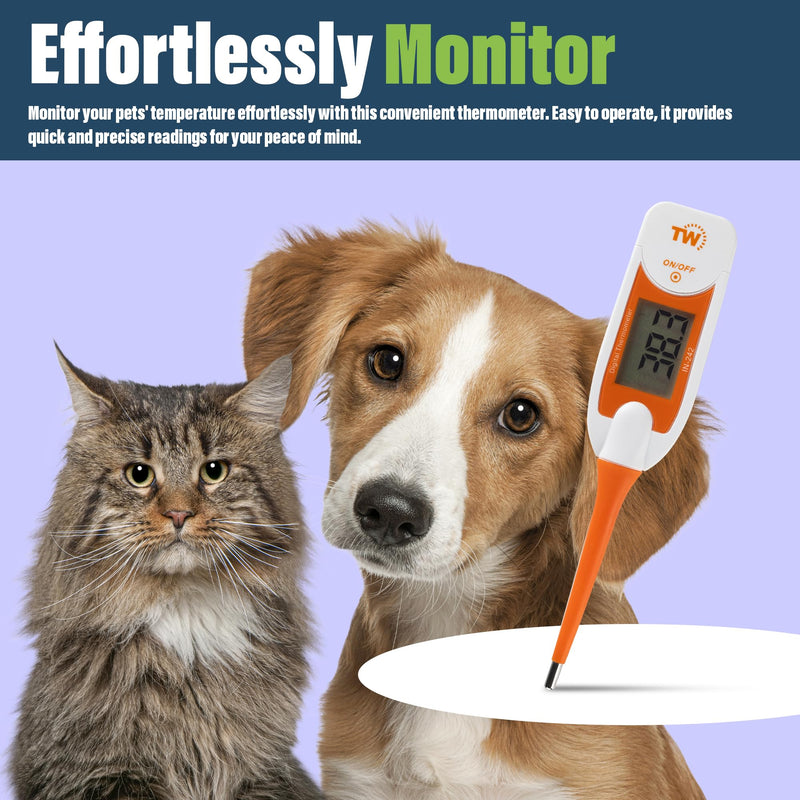 Premium Pet Thermometer for Dogs and Cats Animal Owners of Dog Puppy Cat Horse Equine Flexible Digital Rectal Temperature Dog Thermometer Probe with Vets Veterinary Hobdays Chart - BeesActive Australia
