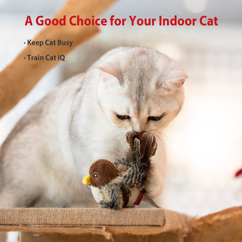 Gigwi Chirping Bird Cat Toy Set, Interactive Chasing Toy for Indoor Cat, Motion Activated Kitten Play Toy, Squeaky Cat Animal Feather Toy for All Breeds Cat Kicker Bird+Mouse - BeesActive Australia