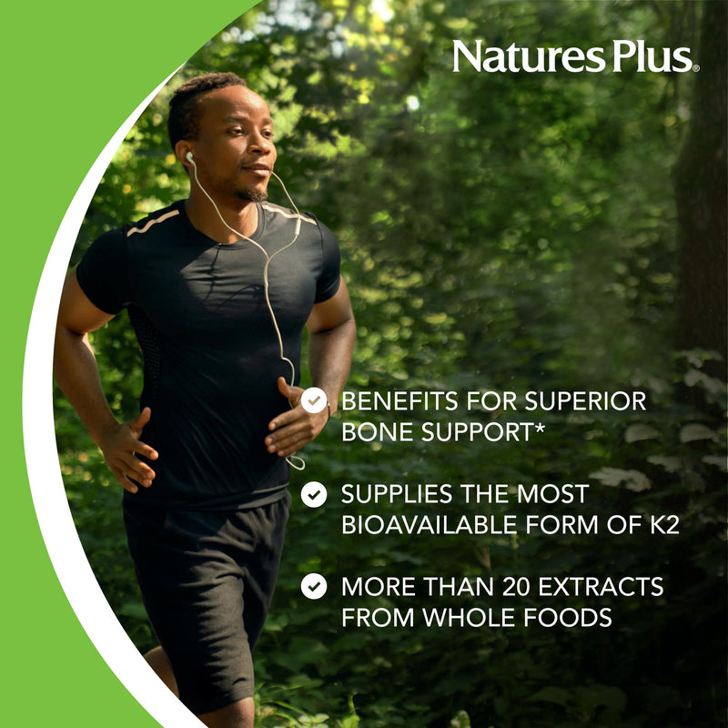 NaturesPlus Source of Life Garden Vitamin K2 - 60 Capsules, Pack of 2 - Supports Healthy Bones - USDA Certified Organic, Non-GMO, Vegan, Gluten Free - 120 Total Servings 60 Count (Pack of 2)