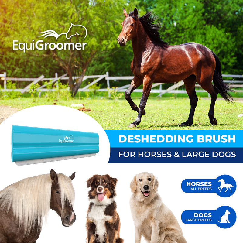 Deshedding 8" Brush for Horses | Turquoise | Undercoat Tool for Large Pets With Short and Long Hair | Comb Removes Loose Dirt, Hair and Fur | Professional Horse Brush for Grooming Shedding - BeesActive Australia