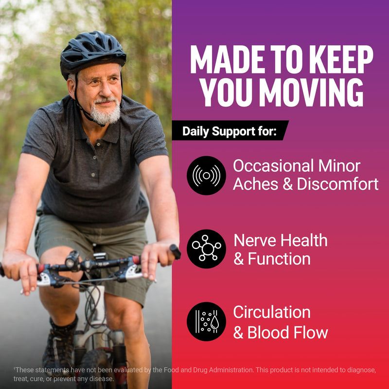 Force Factor Daily Relief Nerve Supplement with Alpha Lipoic Acid | B Vitamins, CoQ10 & Acetyl-L-Carnitine HCl for Nerve Discomfort in Hands, Feet, Toes & Fingers, Blueberry Acai, 30 Soft Chews