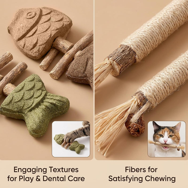 JBLJDWD 4Pcs Silvervine Chew Sticks for Cats, 4-Piece Cat Chewing Sticks with Catnip and Silvervine, Dental Health Support for Feline Companions, Long-Lasting Chew with Natural Ingredients