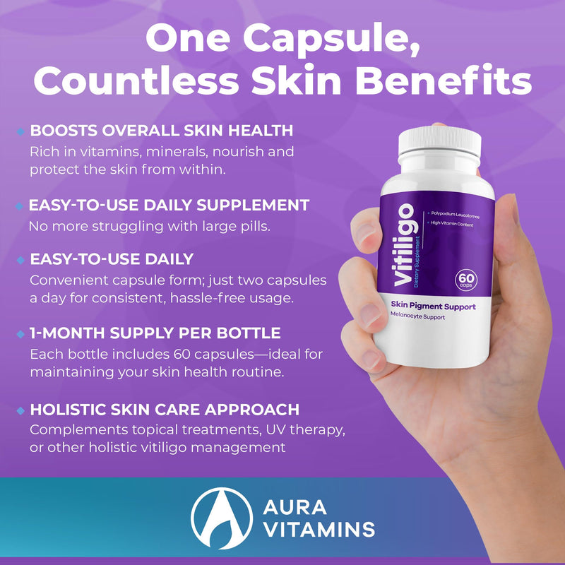 Vitiligo Capsules 60 Count | 1 Month | Improve Skin Pigmentation Support and Reduce White Spots | Effective Vitiligo Supplement | Natural Solution for White Spots on Skin. (1)