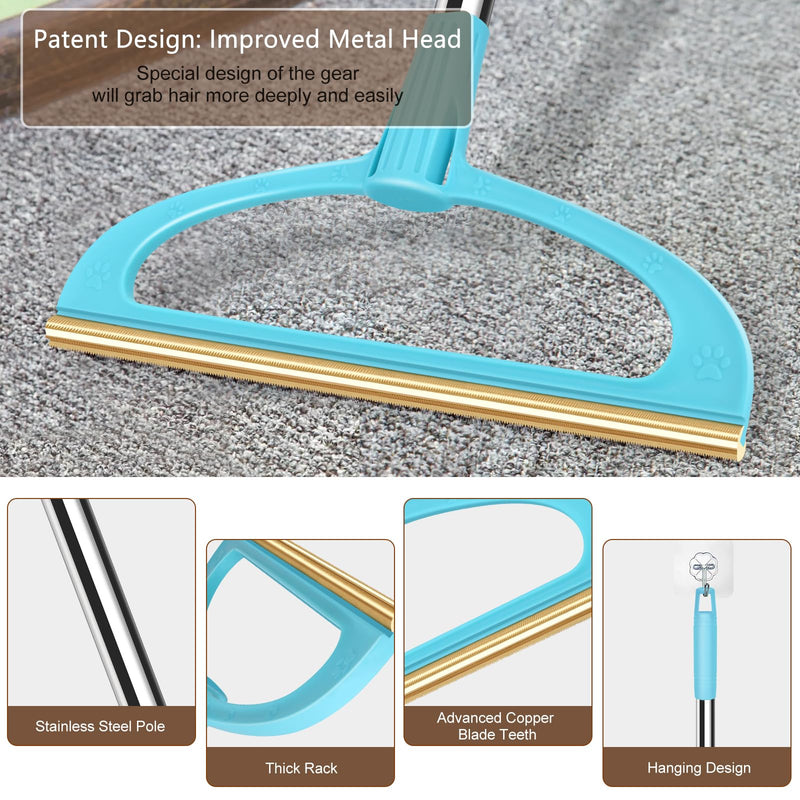 Carpet Rake for Pet Hair Removal, Pet Hair Removal Tool Set of 2, 56” Long Handle Carpet Pet Hair Removal Carpet Scraper Dog Cat Hair Remover for Sofa, Couch, Car, Rug,Stairs - BeesActive Australia