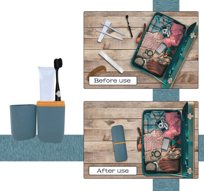 Travel Toothbrush Cup Case, Toothbrush Travel Container Portable Travel Toothbrush Holder Toothpaste Storage for School Camping Business Trip Bathroom Navy Blue - BeesActive Australia