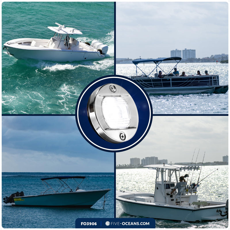 Five Oceans Boat Stern Light - LED Marine Rear Light, 3-Inch Flush Transom Mount, 12V for Pontoon, Fishing & Bass Boats - FO3906 1 Pack - BeesActive Australia