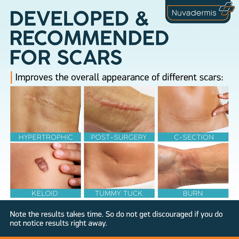 NUVADERMIS Silicone Scar Sheets & Scar Cream Gel - C-Section, Tummy Tuck, Keloid, Acne Removal Treatment - Advanced Post Surgery Supplies - Scars Removal Treatment - BeesActive Australia