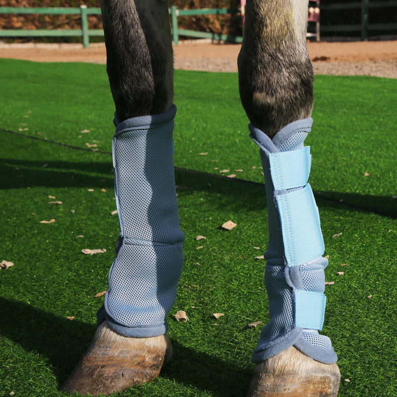 Horse Fly Boots Set of 4, Breathable Comfy Mesh Fly Boots for Horses, Non-slip Horse Fly Leggings No More Stomping & Horsefly Nuisance Lightblue Pony Light Blue - BeesActive Australia