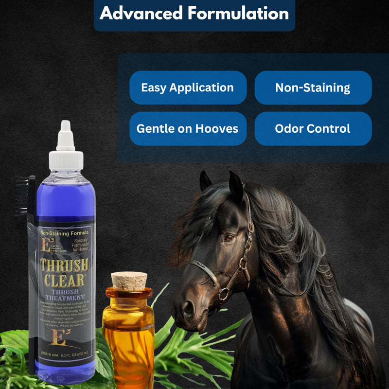 E3 Thrush Clear Treatment - 8 oz - Powerful Solution for Equine Hoof Thrush - Promotes Healthy Hoof Recovery - Prevents Future Infections - Safe for Regular Use - BeesActive Australia