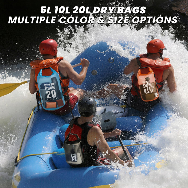TILYMOL Dry Bag Waterproof, Roll Top Small Waterproof Backpack 20L, Floating Lightweight Bag with Water Proof Phone Pouch for Kayaking, Paddle Boarding, Boating, Fishing, Swimming Orange