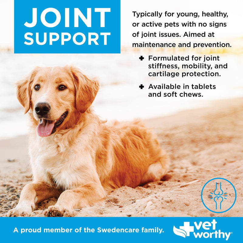 Vet Worthy Dog Hip and Joint Supplement - Glucosamine Chondroitin for Dogs with MSM and Essential Minerals - Early Care Formula for Dog Joint Health and Flexibility - Liver-Flavored Tablet (90 ct)