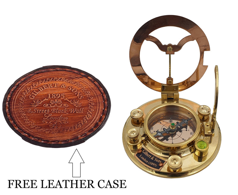 Personalized Engraved Antique Brass & Copper Sundial Compass, Sundial Clock in Leather Box Gift Sun Clock Ship Replica Watch - BeesActive Australia